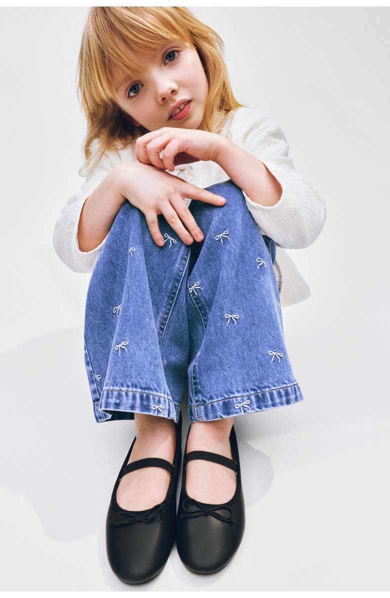 H&M Wide Leg Paper Bag Jeans, Alternate, color, Denim Blue/Bows