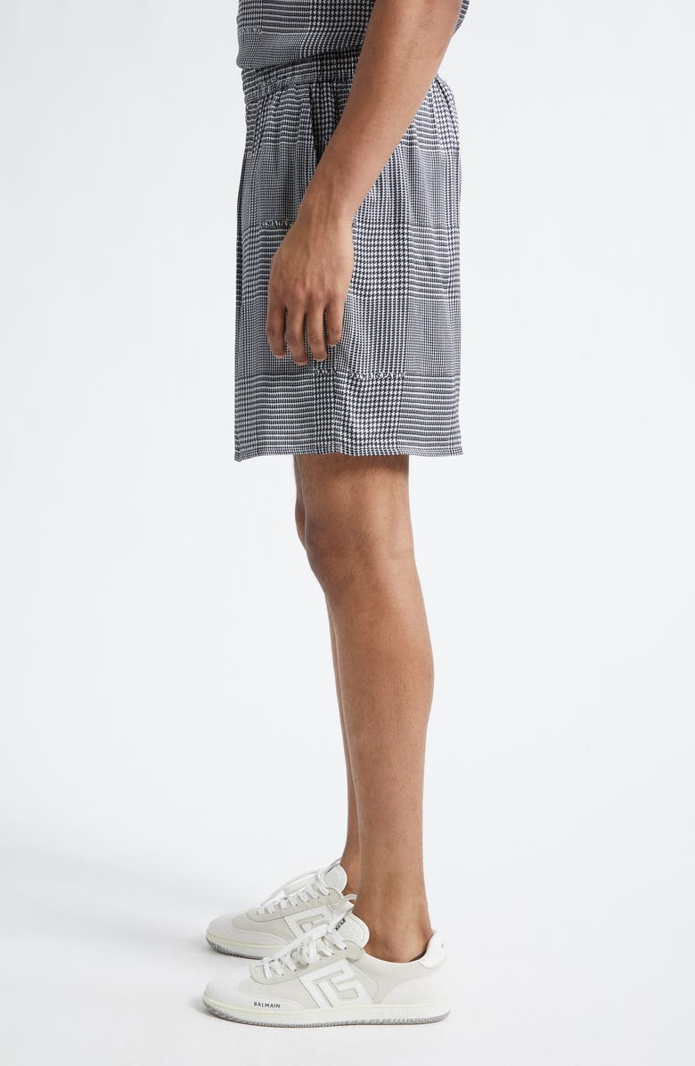 Balmain Prince of Wales Logo Shorts, Alternate, color, Eab Blk/ White