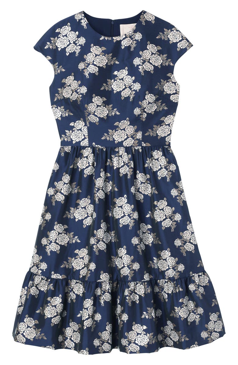 Gal Meets Glam Collection Jenny Wallpaper Rose Jacquard Fit & Flare Dress, Alternate, color,