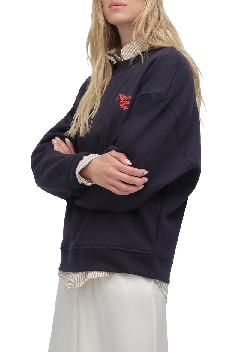 x 'Nobody Wants This' Crewneck Sweatshirt, Alternate, color, NAVY
