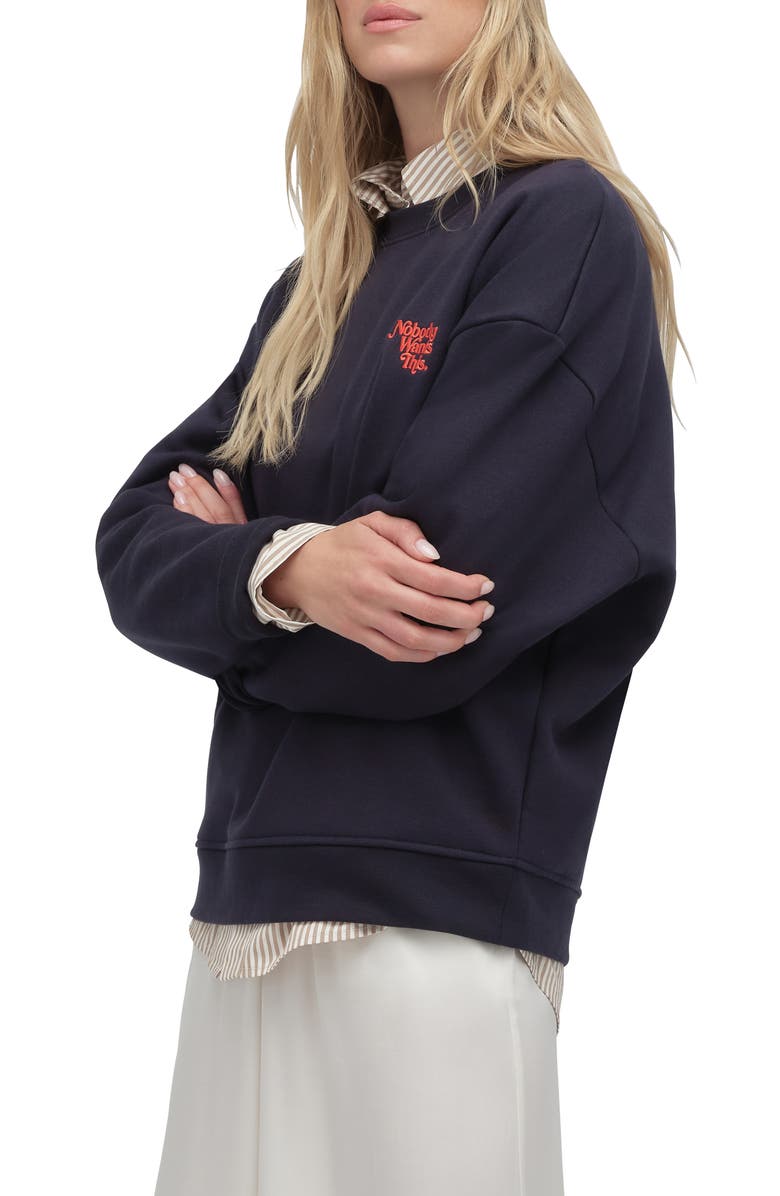 Favorite Daughter x 'Nobody Wants This' Crewneck Sweatshirt, Alternate, color, Navy