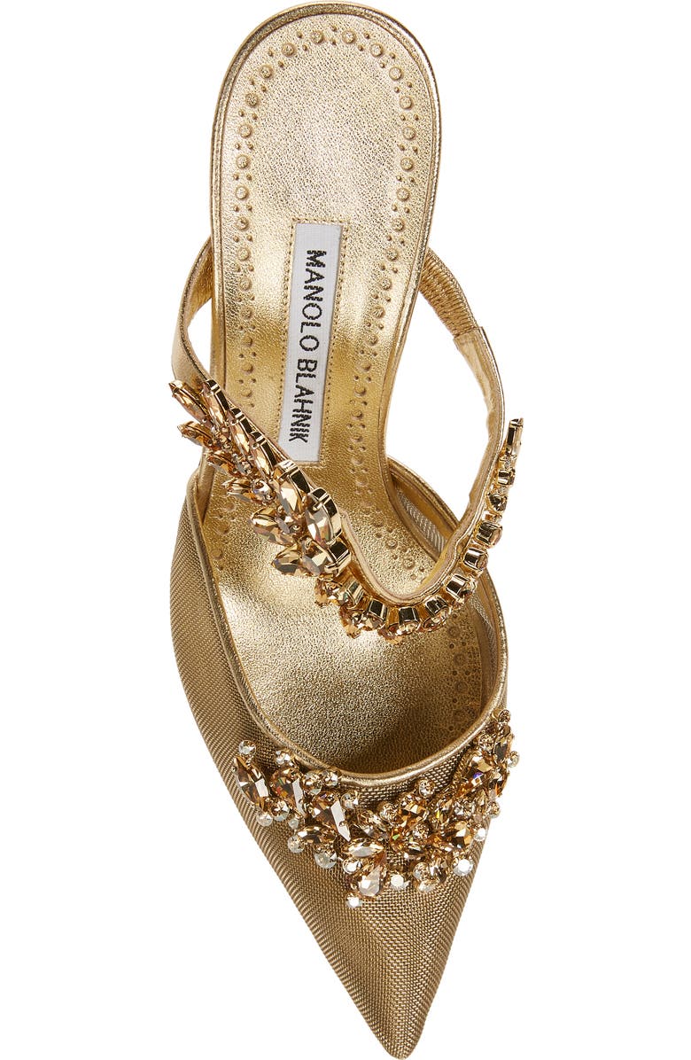 Manolo Blahnik Lurum Crystal Leaf Pointed Toe Mule, Alternate, color,