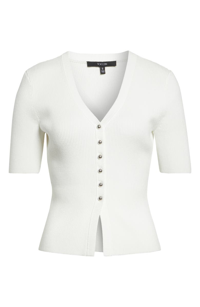 Toccin Charity Button Front Short Sleeve Knit Top, Alternate, color, 