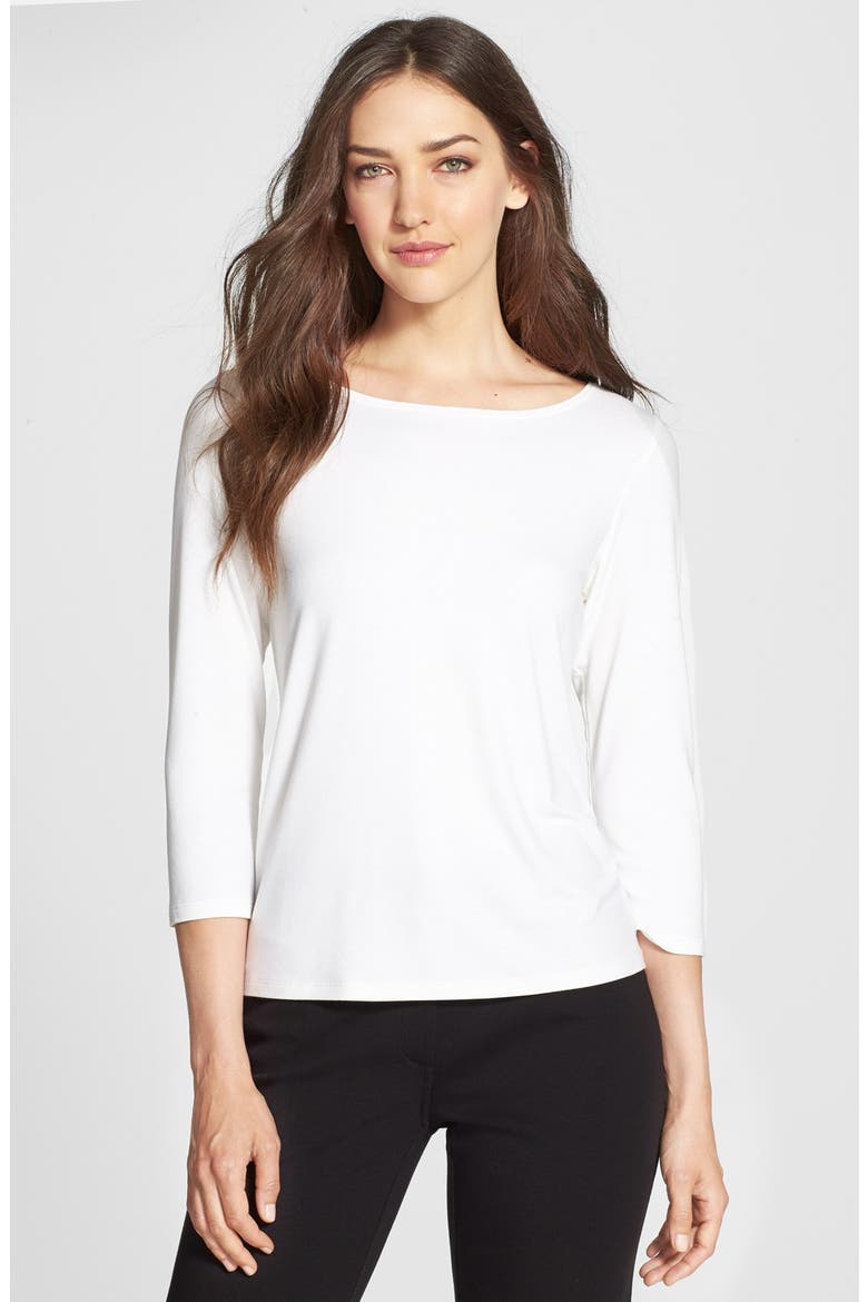 Ballet Neck Tee, Main, color, WHITE
