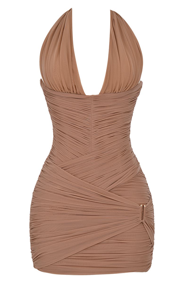 HOUSE OF CB Laetitia Stretch Mesh Corset Minidress, Alternate, color, Hazelnut