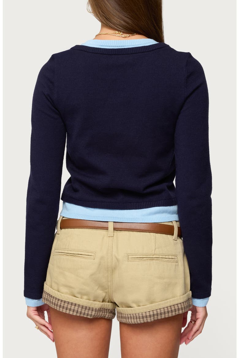 Marthie Faux Layered Sweater, Alternate, color, NAVY