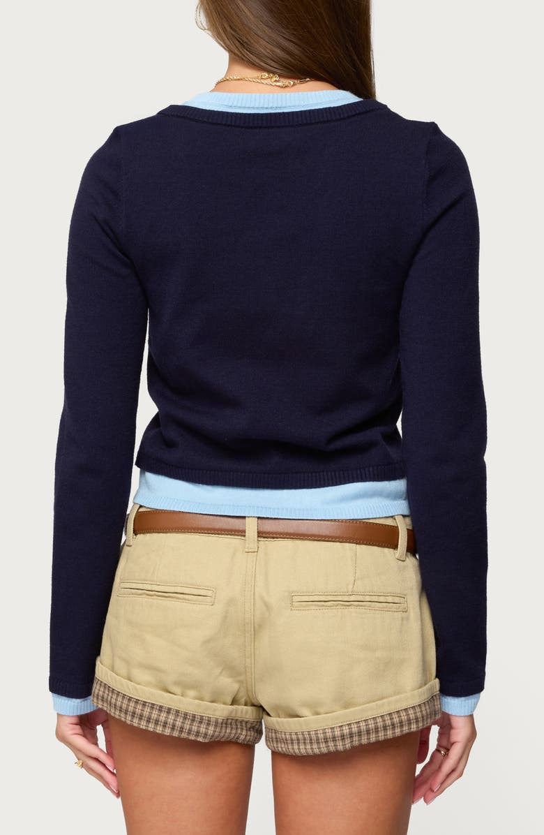 EDIKTED Marthie Faux Layered Sweater, Alternate, color, Navy