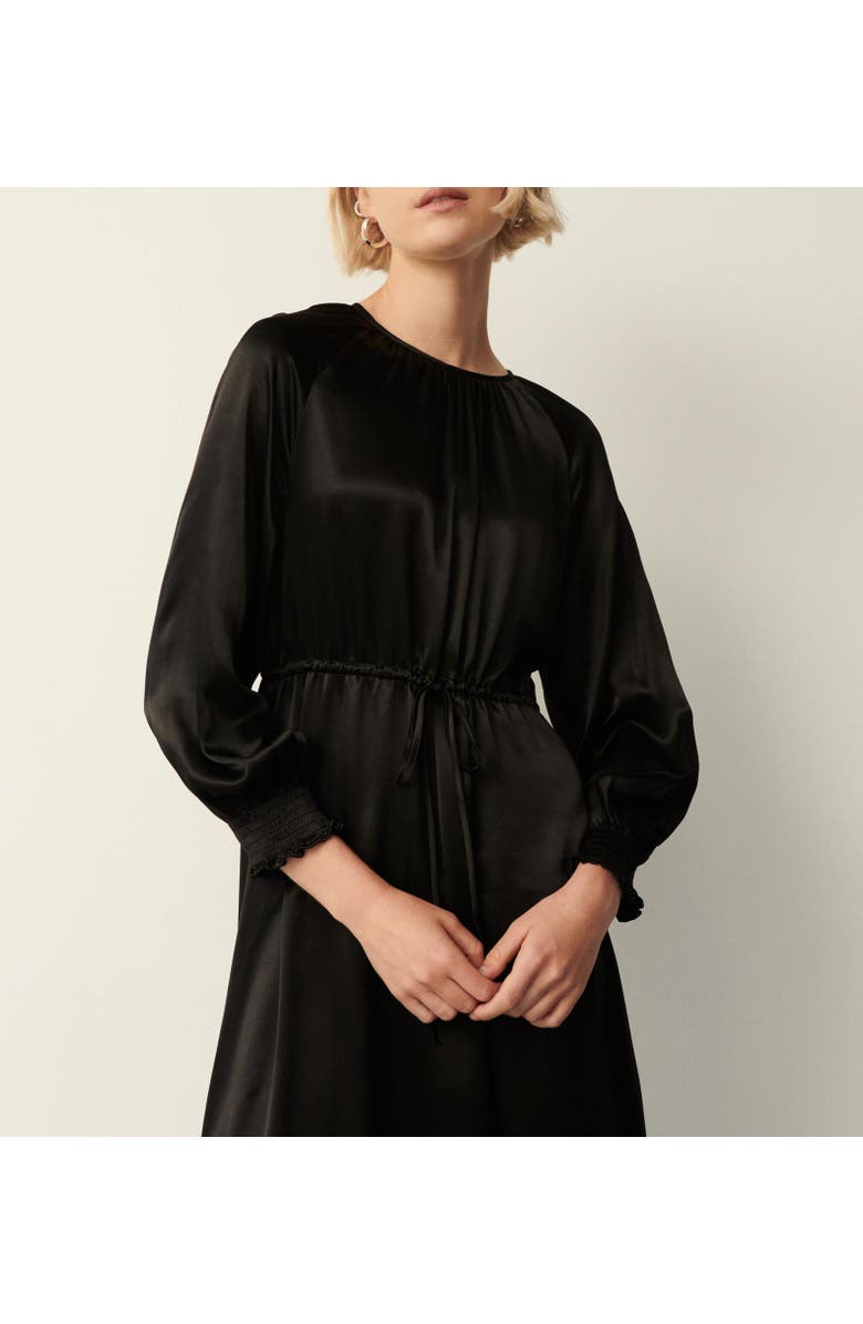 Finery London Florian 3/4 Sleeve Round Neck Midi Dress, Alternate, color, Black