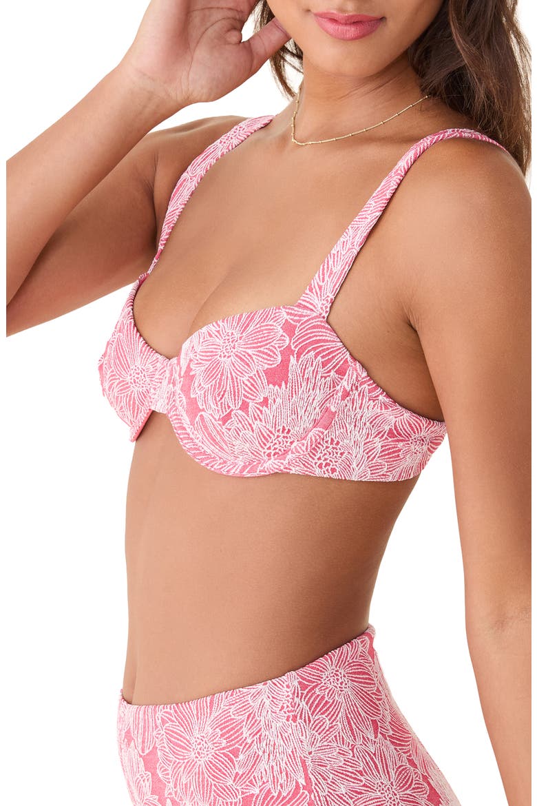 The Dorset Floral Jacquard Underwire Bikini Top, Alternate, color, PEACHY