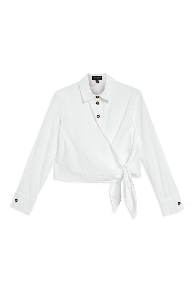 Poplin Wrap Shirt, Alternate, color, WHITE