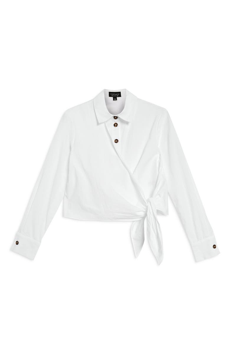Topshop Poplin Wrap Shirt, Alternate, color, 