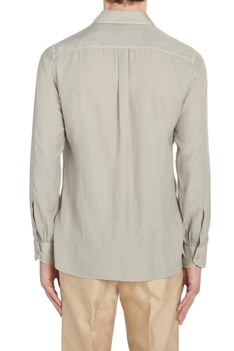 Military Fit Fluid Twill Button-Up Shirt, Alternate, color, SOFT GREY