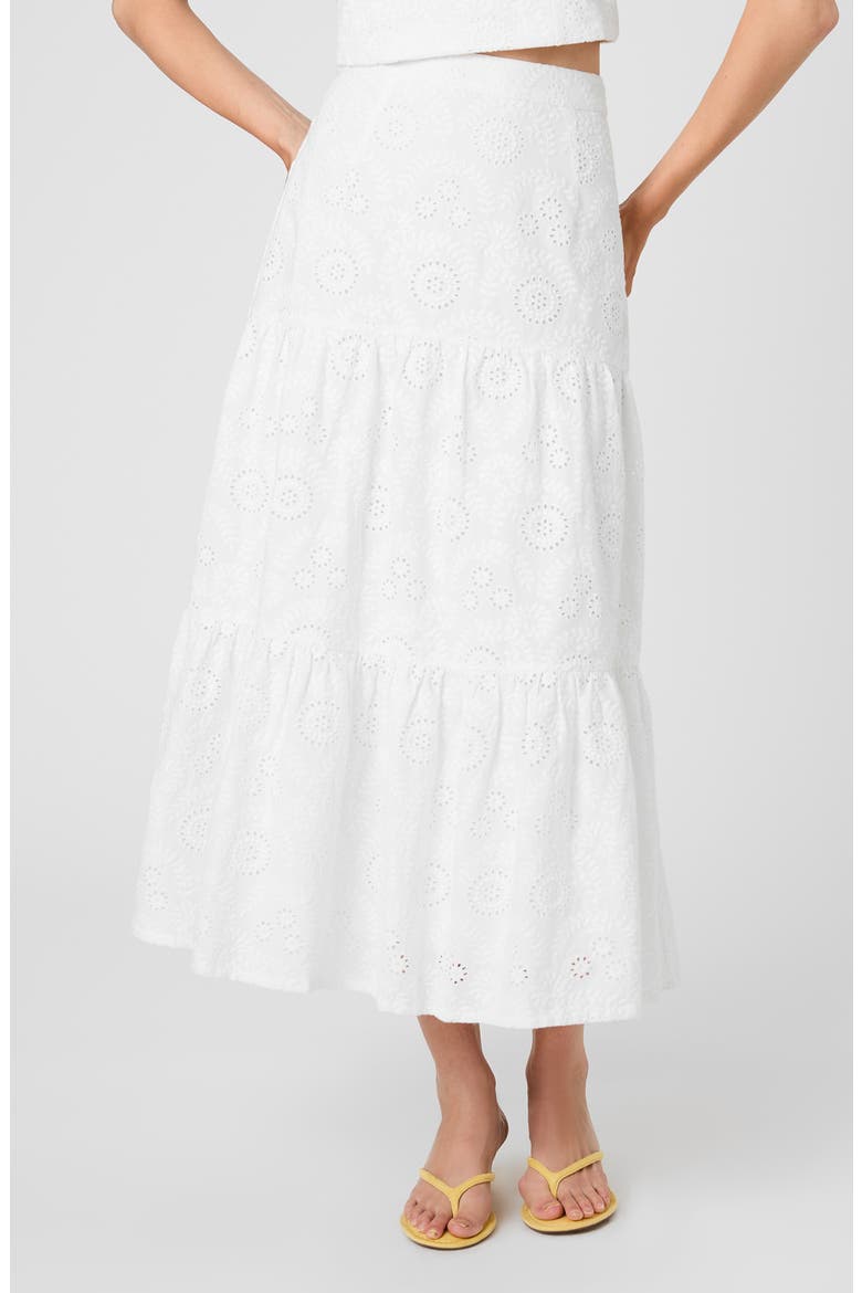 Floral Eyelet Cotton Maxi Skirt, Main, color, SUMMER WHITE