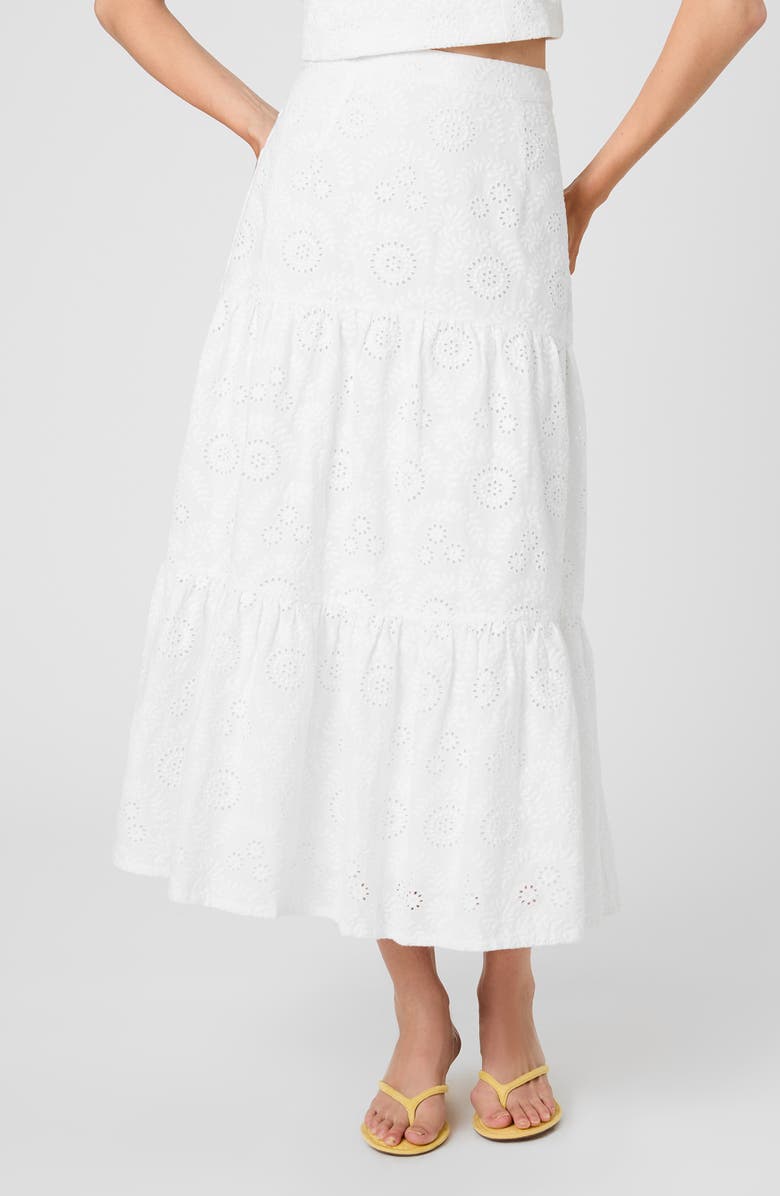 French Connection Floral Eyelet Cotton Maxi Skirt, Main, color, Summer White