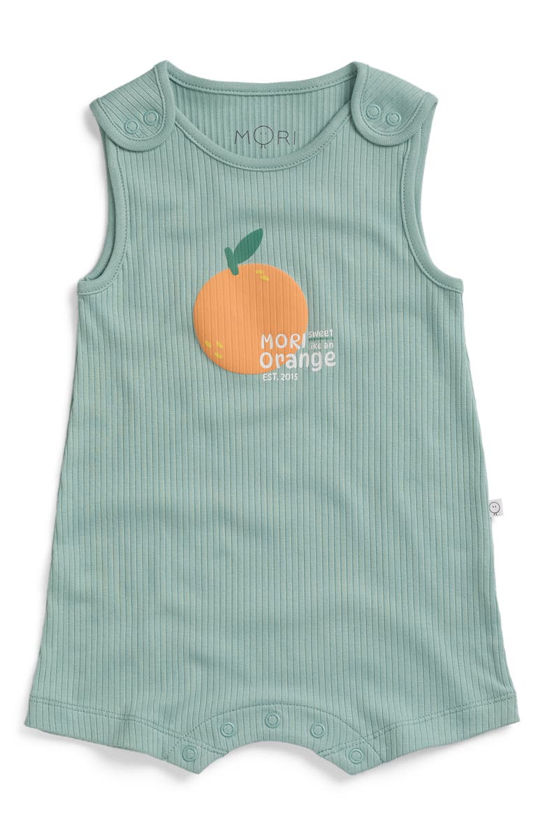 MORI Placement Print Summer Ribbed Dungarees, Main, color, Citrus & Blue Surf