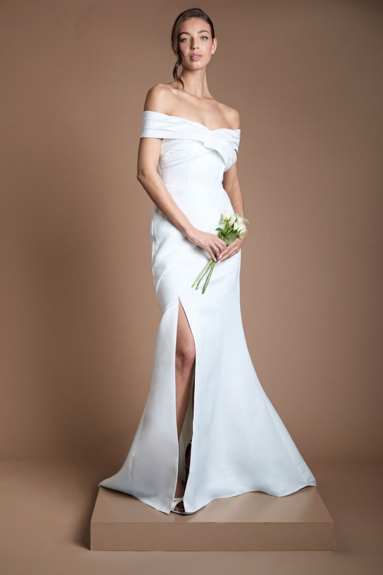 Bandeau Fishtail Bridal Dress, Alternate, color, Ivory