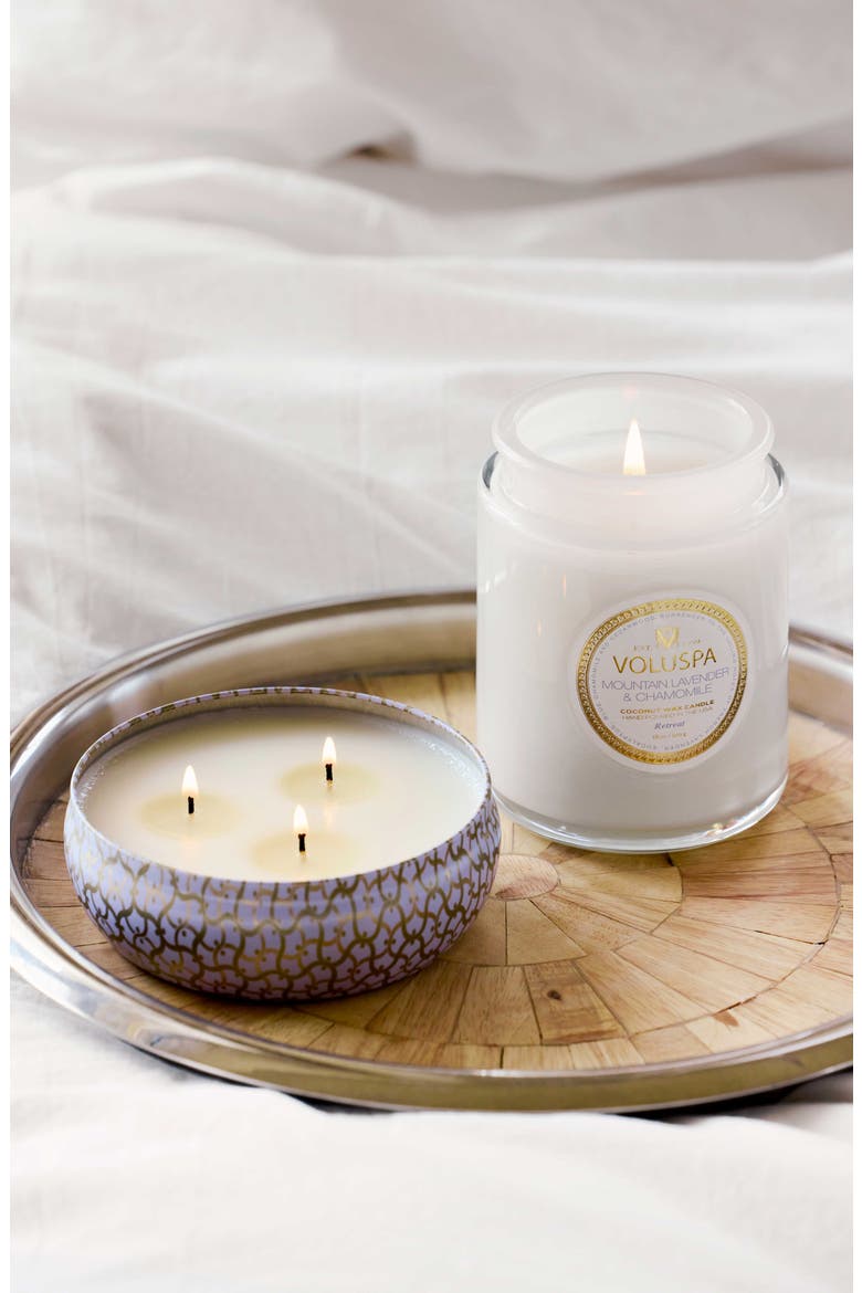 Mountain Lavender & Chamomile 3-Wick Tin Candle, Alternate, color, MOUNTAIN LAVENDER & CHAMOMILE