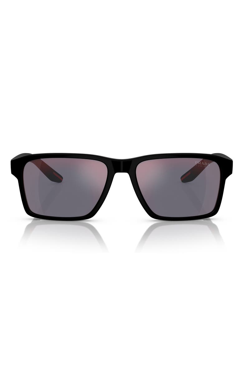 Prada Linea Rossa 58mm Rectangular Sunglasses, Alternate, color, 