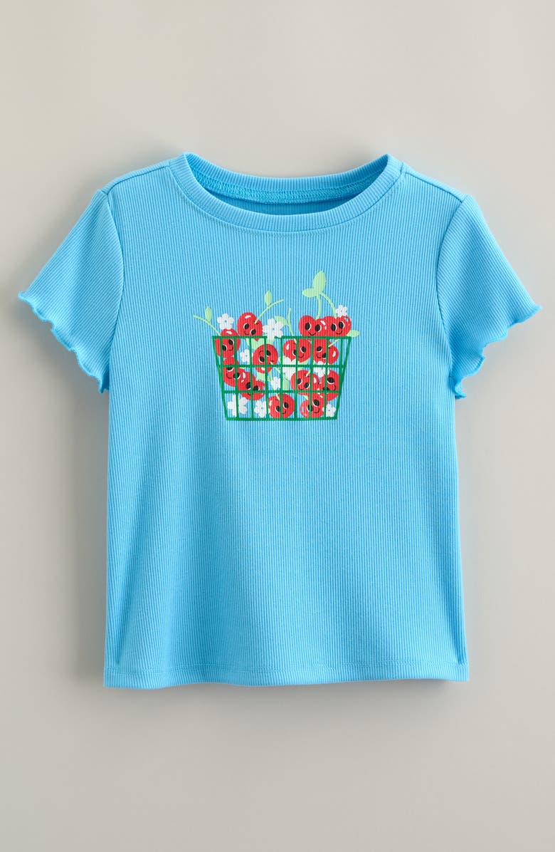 Tucker + Tate Kids' Lettuce Trim Cotton Blend Rib Graphic T-Shirt, Main, color, Blue Splash Cherries