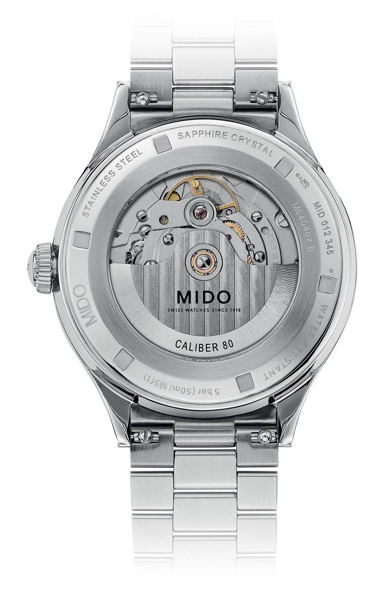 MIDO Multifort Powerwind Bracelet Watch, 40mm, Alternate, color, Black/ Stainless Steel