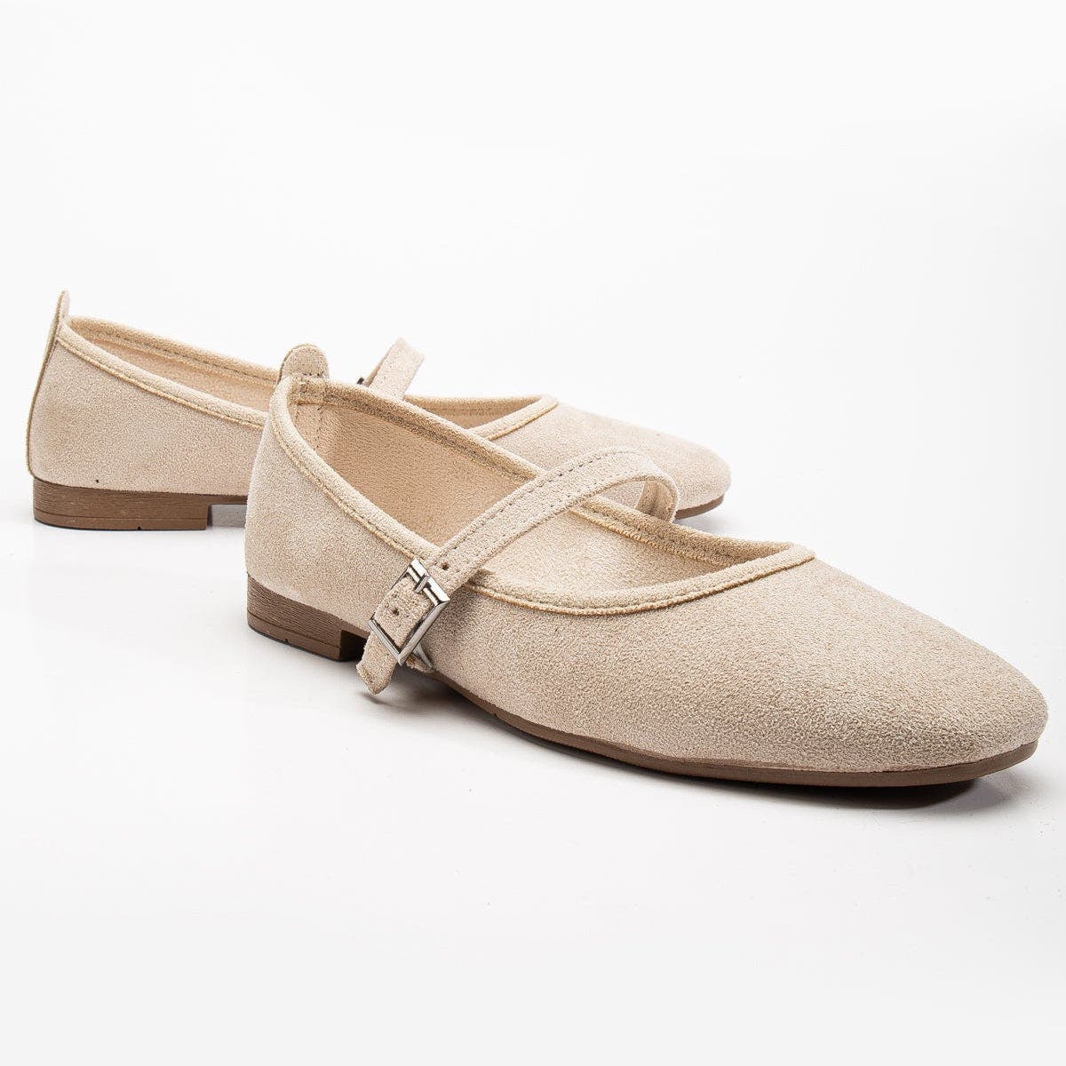 Emilie Mary Jane Flat, Alternate, color, Beige Suede