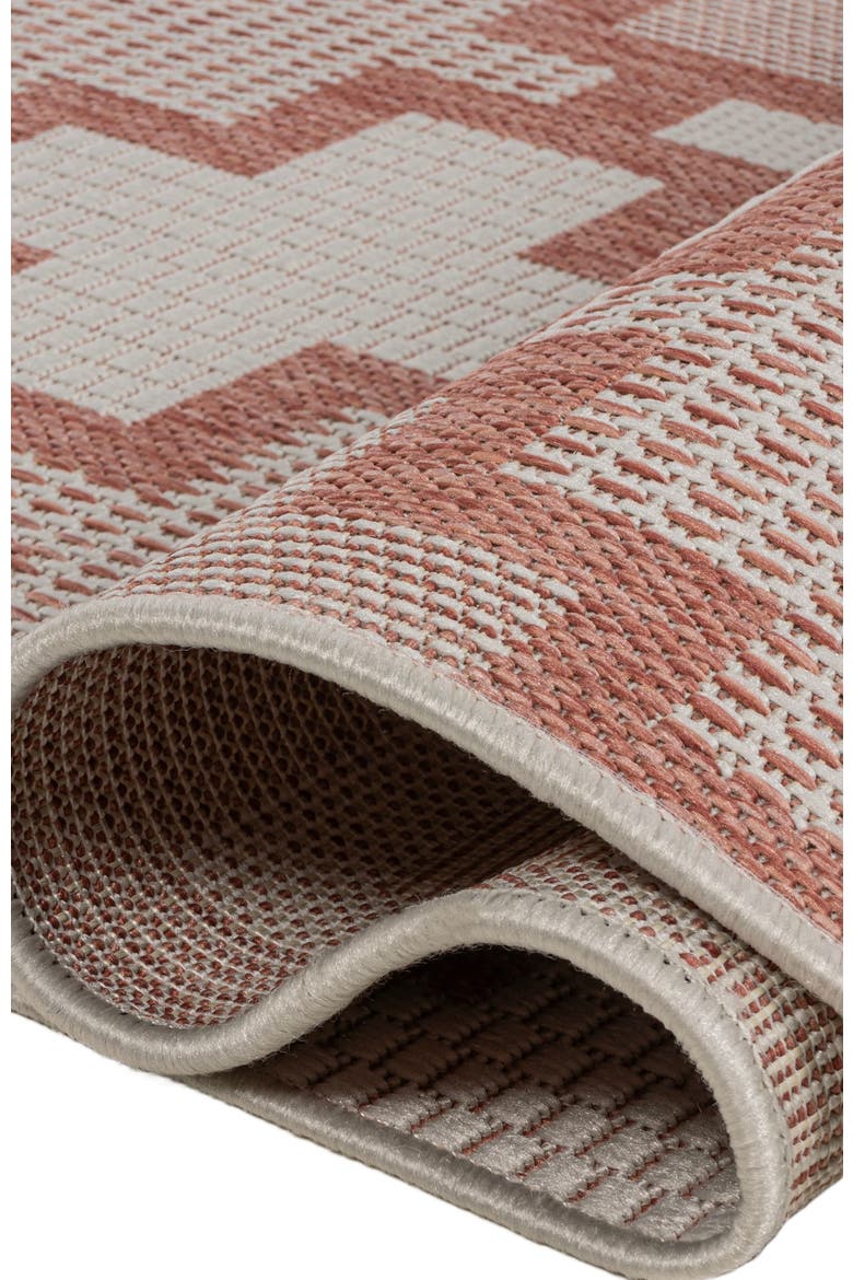 Cyrus Modern Geometric Tile Pattern Indoor/Outdoor Area Rug, Alternate, color, Salmon/Cream