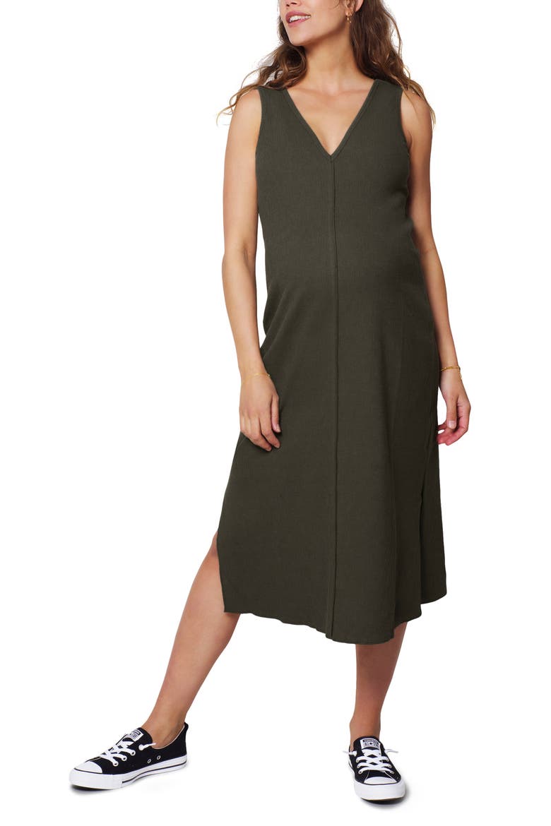 Ingrid & Isabel® Everywhere Midi Column Maternity Dress, Main, color, OLIVE