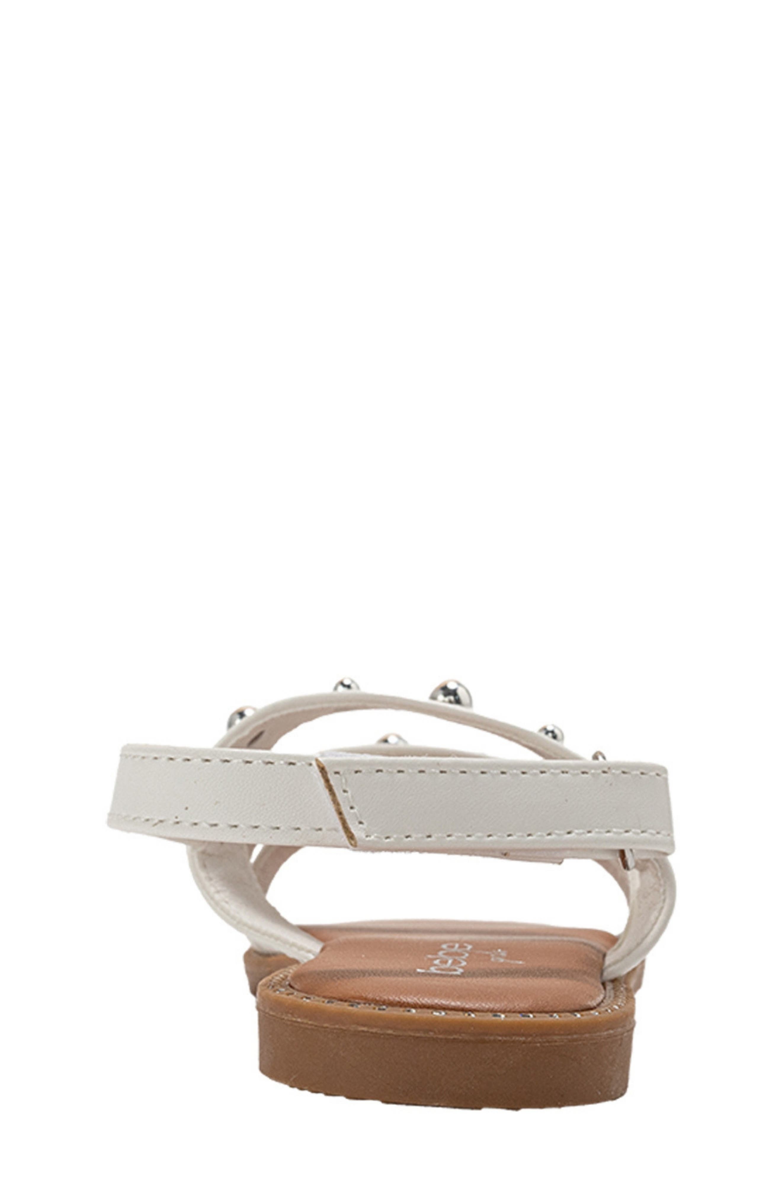 bebe Studded Strap Sandal, Alternate, color, White