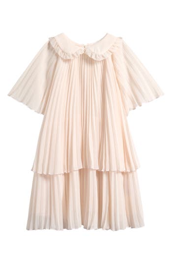Reiss Kids' Nadia Accordion Pleat Dress In Nude