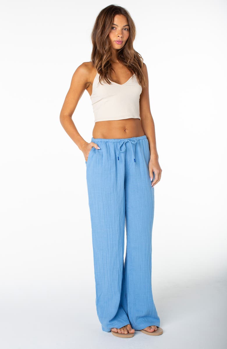 Roxy Iyla Cotton Crinkle Gauze Wide Leg Pants, Alternate, color, Silver Lake