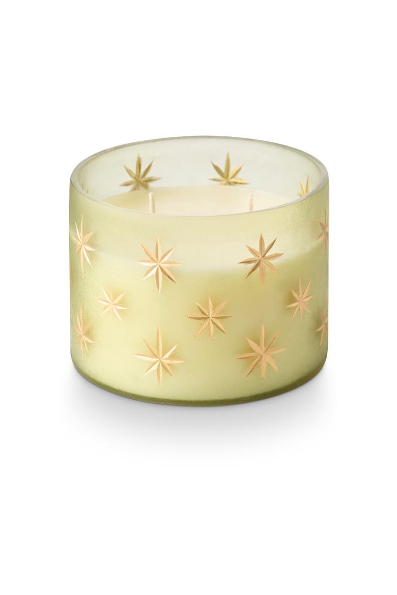 La Ciel Balsam & Cedar Frosted Star Glass Candle, Main, color, Green