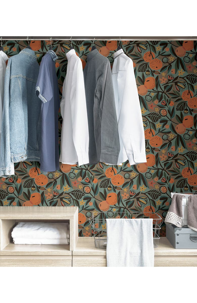 Wallpops Clementine Garden Wallpaper, Alternate, color, Orange