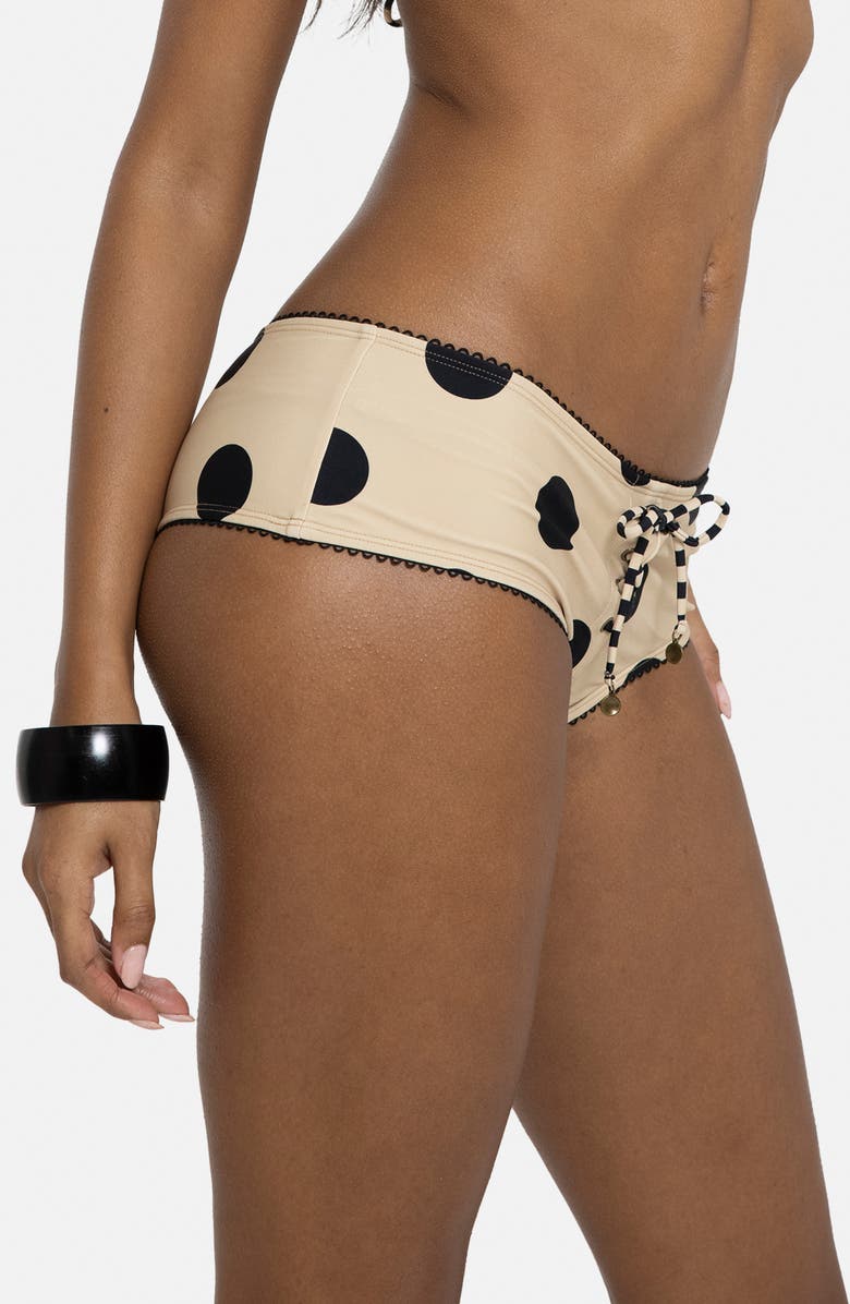 JADED LONDON Polka Dot Hot Pant Bikini Bottoms, Alternate, color, Black