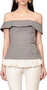 MAUDE CLUB Ivy Off the Shoulder Bubble Hem Top