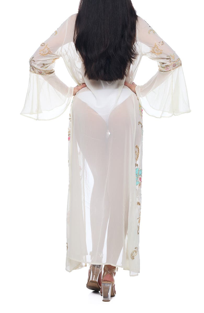 RANEES Embellished Longline Cover-Up Duster, Alternate, color, White