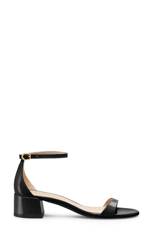 Stuart Weitzman Nudist Patent Ankle-strap Sandals In Black