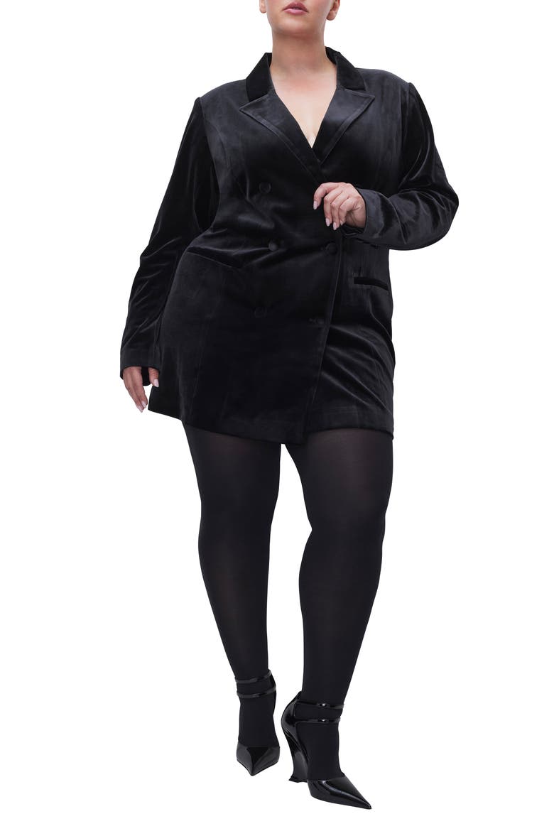 Executive Long Sleeve Velvet Blazer Dress, Alternate, color, BLACK001
