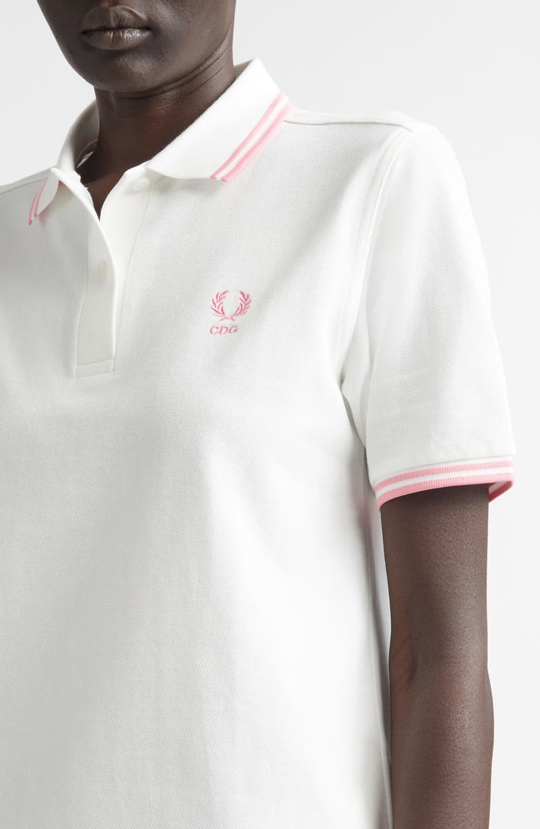 Comme des Garçons Girl x Fred Perry Tipped Cotton Piqué Polo, Alternate, color, White