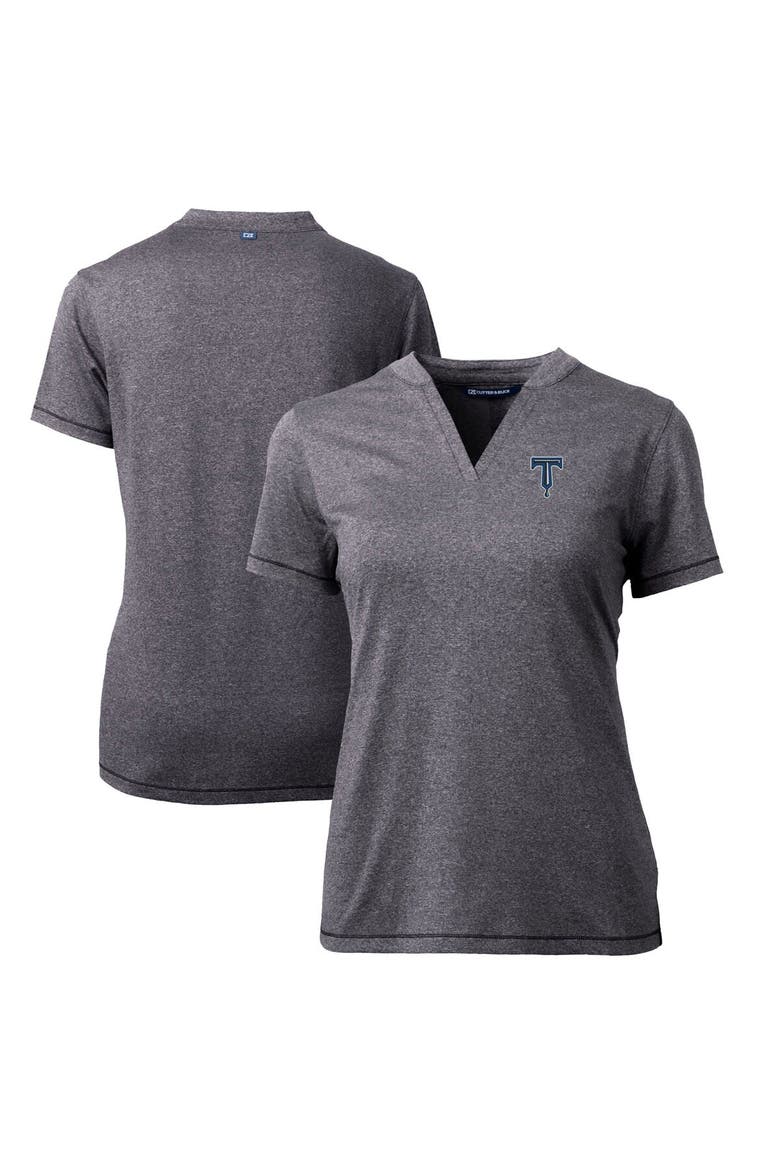 Women's Cutter & Buck  Heather Charcoal Tulsa Drillers Forge DryTec Heathered Stretch Blade Top, Alternate, color, Heather Charcoal