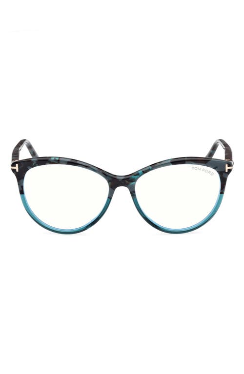 Tom Ford 55mm Round Blue Light Blocking Glasses In Multi