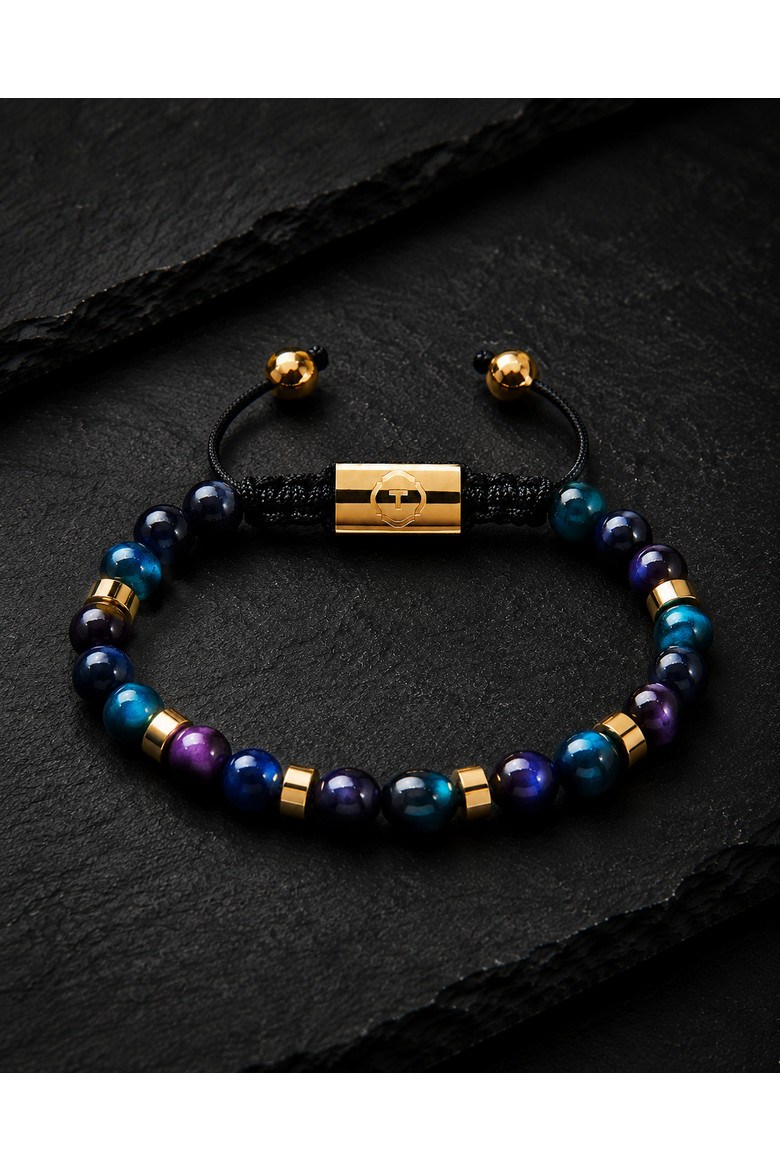 Amethyst Blue Tiger Eye Beaded Bracelet, Alternate, color, Amethyst