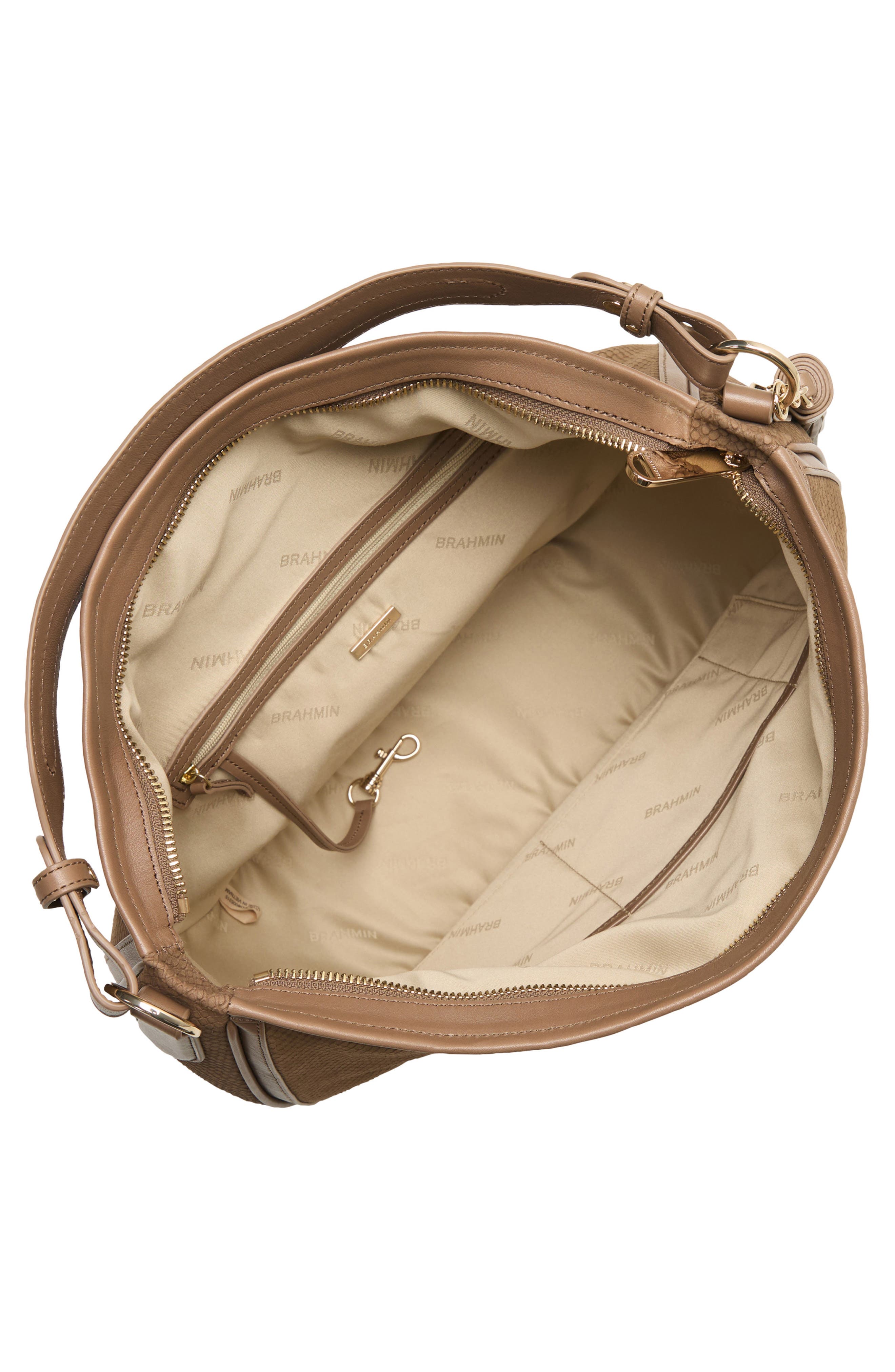 Brahmin Kathleen Snake Embossed Leather Shoulder Bag, Alternate, color, Taupe Belcanto