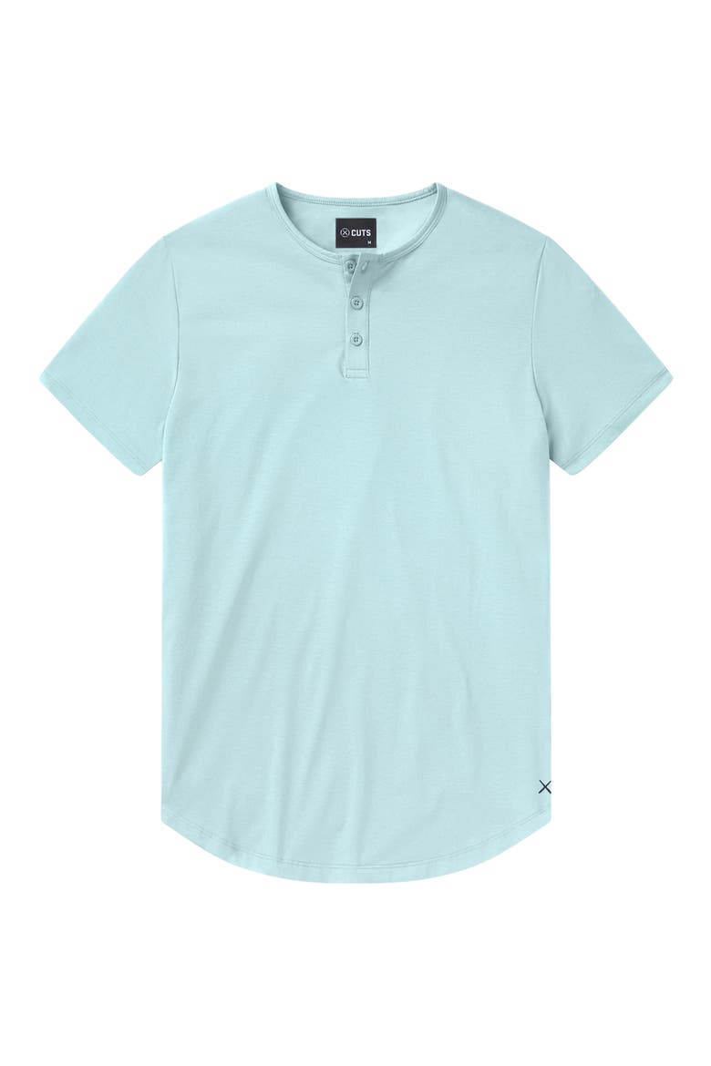 AO Curved Hem Short Sleeve Henley, Alternate, color, STERLING BLUE