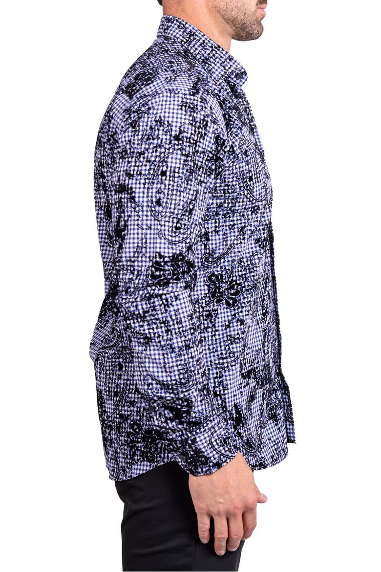 Fibonacci Ascension Contemporary Fit Button-Up Shirt, Alternate, color, BLUE