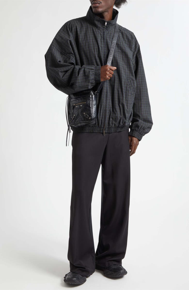 Balenciaga Loop Sports Icon Micro Tartan Technical Cotton Track Jacket, Alternate, color, 8069 Navy/ Dark Green