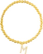 Adornia Faux Pearl Initial Charm Beaded Bracelet