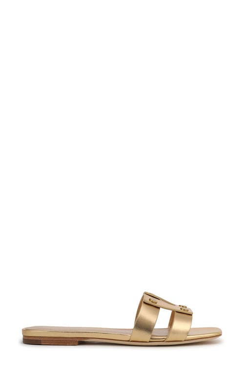 Veronica Beard Via Metallic Leather Flat Slide Sandals In Gold