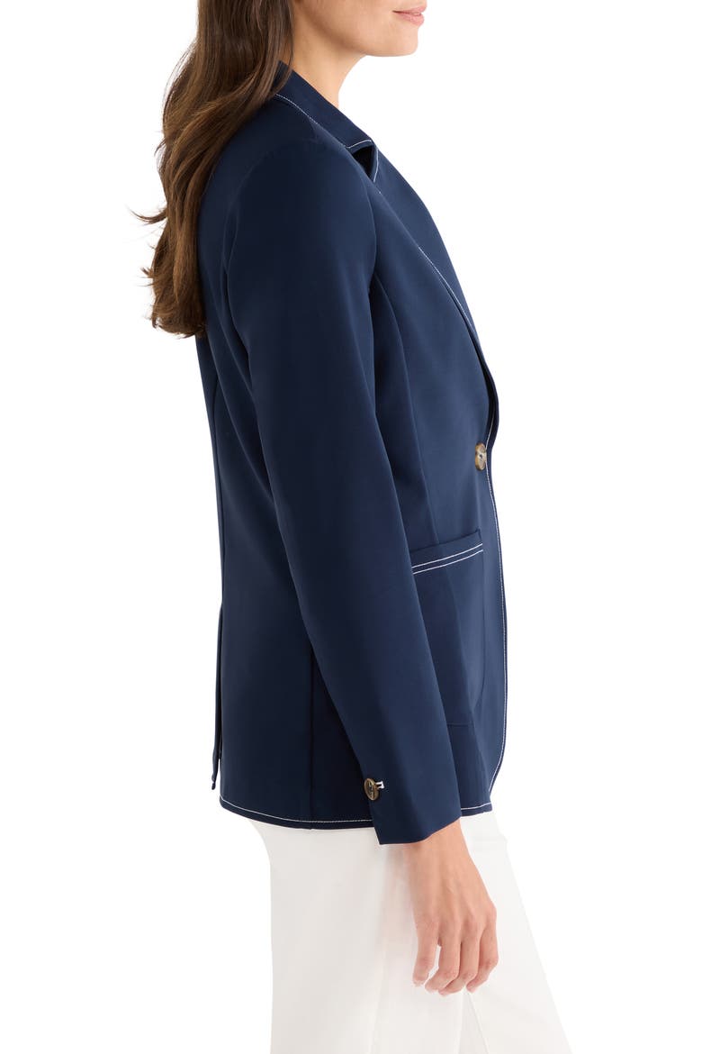 Topstitch Detail Stretch Blazer, Alternate, color, DARK INDIGO