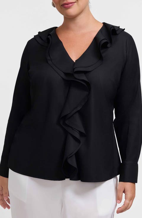 Shantel Ruffle Long Sleeve Top (Plus)