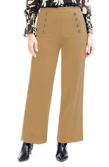 Ellen Tracy Sailor Wide Leg Pull-on Pants In Camel